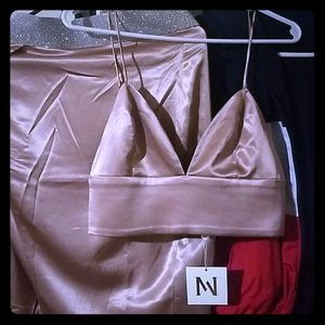 Meshki Satin Bralette in Pink (L)